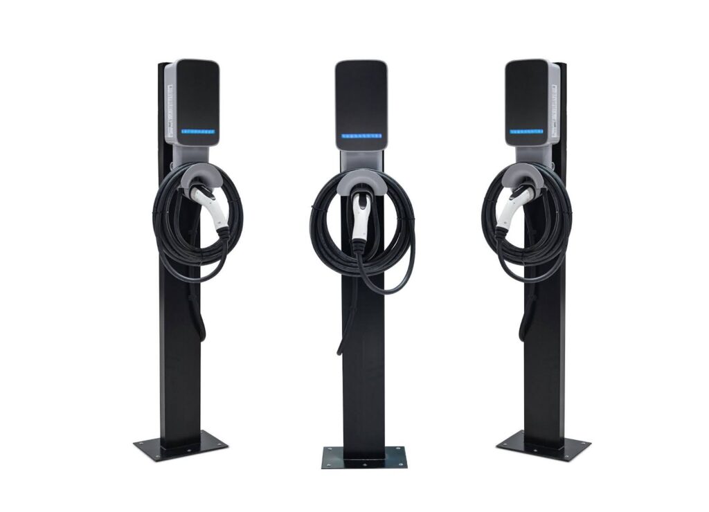 EV charging station isolated on white background